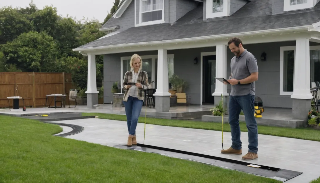 Homeowner reviewing concrete patio plans with a local provider in the Jordan area
